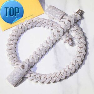 Customized heavy Cuban chain sterling silver iced out 4 rows VVS moissanite diamond chain link for men's hiphop necklace