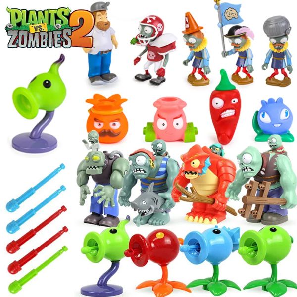 Plants Vs Zombies Toy set No Box Shadow Pea Crazy Dave AllStarZombie Game Character Ornaments Interactive Games For Kid Boy Gift