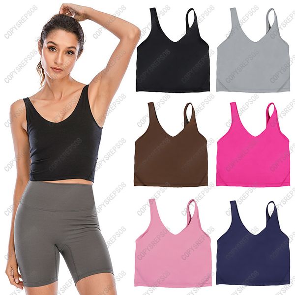 Women Yoga Outfit High Elasticity Tops Classic Align Sports Bra Tracksuit Womens Fitness Running Tank Top Gym Crop Yoga Vestbeauty Back Shockproof Girls Wear