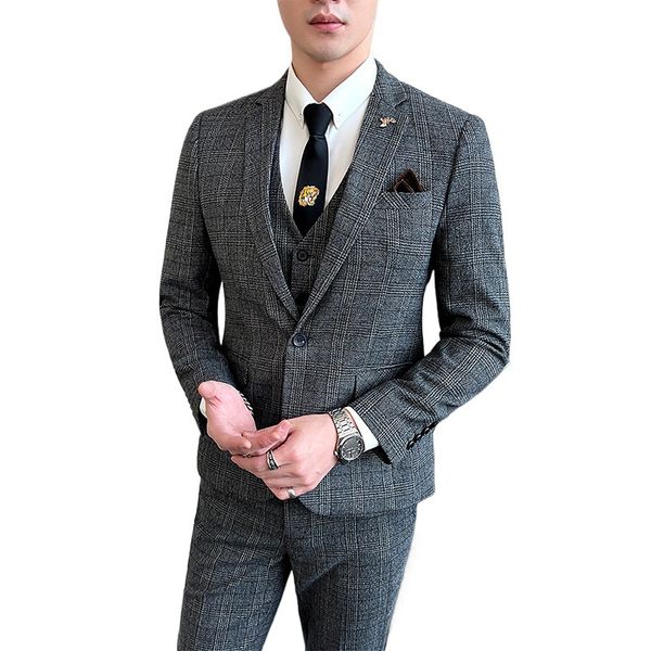 H564 Men's Korean style slim fit striped suit