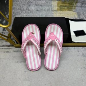 New Designer Women's striped woven sheepskin Lined Sandals Women's Outdoor Beach Flip flops