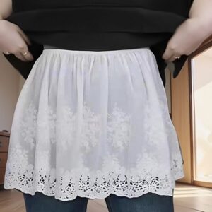 Plus size, girls' sports style lace fart curtain layering single item white small skirt edge 3500