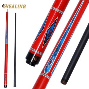 OKHEALING 1/2 Spilt Professional Billiards-Stick, Carbon Fiber Billiards Stick, 58 in Standard Pool Cue, Billiard-Stick, 12.4 mm Pigskin Tip 3*8-8 Joint