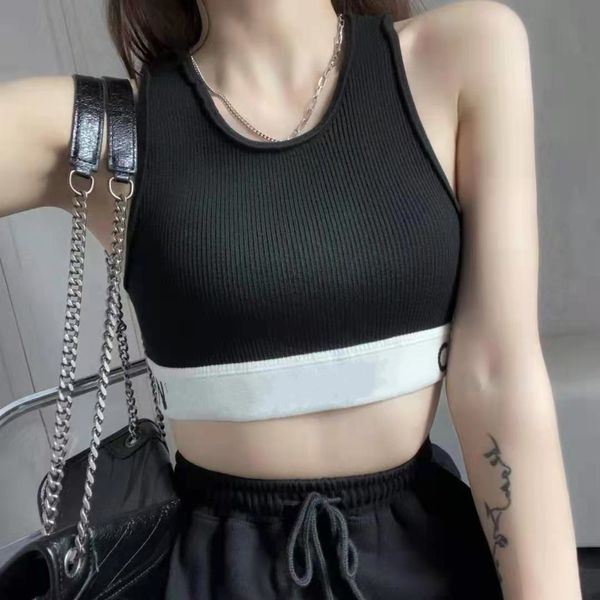 Tank Top Women Tanks Tops Tees Summer Fashion White Womens Crop Embroidery Sexy Off Shoulder Black Casual Sleeveless Backless Top Shirts Designer Solid Color Vest