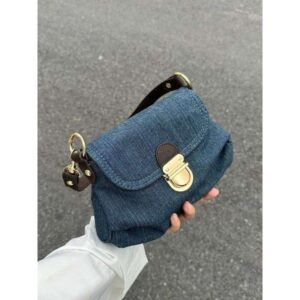 Niche design denim shoulder crossbody 2025 new style lock underarm commuting small square bag