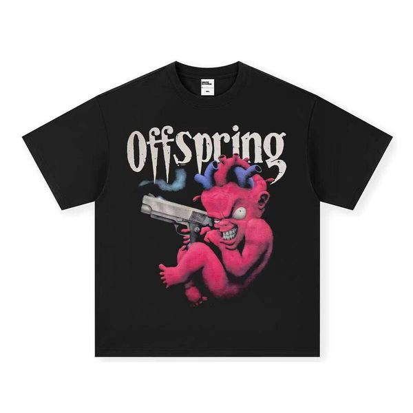 Short Sleeve Descendants Casual Rock Band Design American Washed Heavy Cross-Border Knit O-Neck T-Shirt