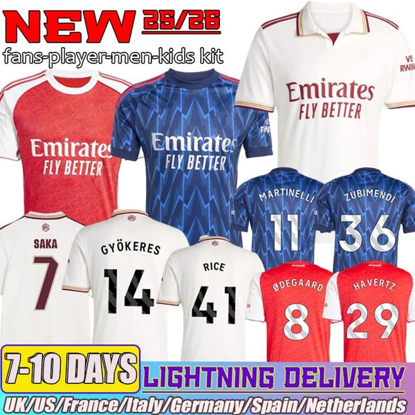 25 26 GYOKERES SAKA Zubimendi RICE ODEGAARD Jerseys G. JESUS MARTINELLI SALIBA HAVERTZ maillot GABRIEL ZINCHENKO Gunners 2025 arsenalfootball kits 25 26