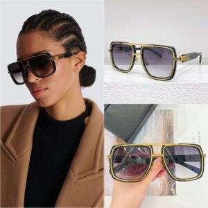 Luxury Mens Womens designer square sunglasses with thickened acetate frame UV400 protective black lenses for Mens casual sunglasses serrated leg staircase design