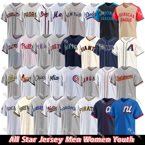 American League 99 Aaron Judge Navy Blue 2025 All-Star Game Baseball Jersey 27 Mike Trout 22 Juan Soto Yankees Alvarez Gunnar Henderson Dodgers Kwan Adley Rutschman