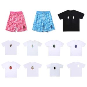 Mens T Shirt Designer Womens Tops Short Sleeves bbape tee Vintage Graphic Shirt Streetwear camisetas de mbape shirt Luxury Designer bapenciage Streets Shorts 01