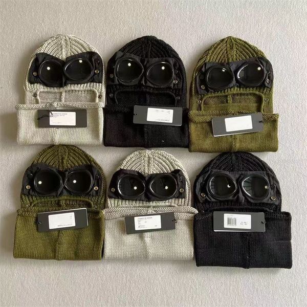 Designer two Lens Glasses Goggles Beanies Men Knitted Hats Skull Caps Outdoor Women Uniesex Winter Beanie Black Grey Bonnet gift
