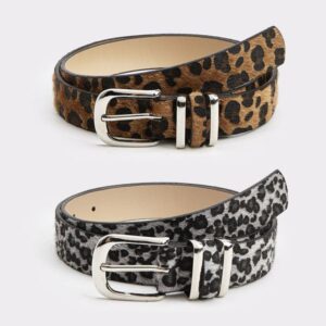 A leopard print double ring belt for women is a versatile dress with a belt