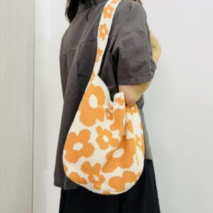 New Beach Woolen Bag Knitted Bag Commuter Crossbody Bag Flower Bag Large Capacity Tote Bag Flower Single Shoulder Bag Women Trend