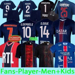 025 2026 maillot de foot Kvaratskhelia soccer jerseys 4th JOAO NEVES HAKIMI football shirt 24 25 26 hommes BARCOLA Zaire-Emery O.Dembele PARIS final PSGES D.Doue