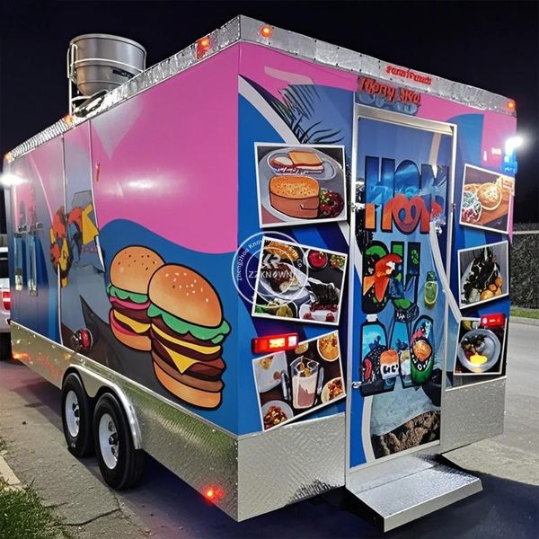 10FT Commercial Food Vans Concession Street Mobile Truck Cart Fast Food Trailer With Full Kitchen for Sale USA Europe Australia
