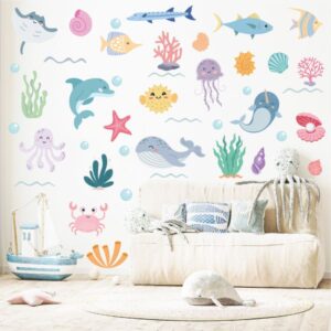 Marine animal wall stickers for home decoration childrens rooms kindergartens self-adhesive cartoon underwater creatures Decals Wholesale Wallpaper
