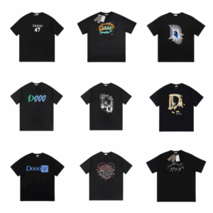 Dooo655 Unisex Designer Tee – Short Sleeve Black & White T-Shirt with Letter Print