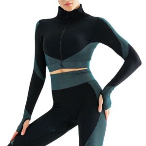 Durable Stretchable Women's Athletic Apparel: Breathable Zipped Seamless Gym Bottoms