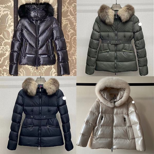 Winter Hooded Puffer Jackets Parkas Slim Embroidered Badge With Hat Fur Collar Thickened For Warmth And Slim Fit Puffer Jacket