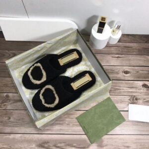 Half Slippers G Women Winter Embroidery Letter Fur Sandals Designer Soft Wool Indoor Fashion Muller Shoes Two Style Flat Loafers Outdoor Warm Black Beige Flip Flops