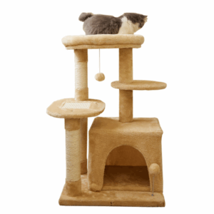 Classic Double Section Cat Scratching Post Combined Cat Bed & Tree – Perfect for Rest & Play