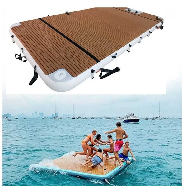 2025 Inflatable Floats & Tubes FUNWORLD Top Quality 20cm Thick Drop Stitch Floating Docks Leisure Island Sunbathing Yoga Water Mat