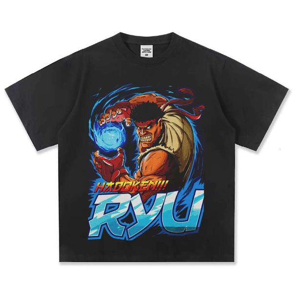 Summer New Fashion Printed 300g 100% Cotton Loose Short Sleeve T-Shirt