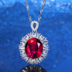 925 Sterling Silver Multi-Color Nano Gemstone Pendant Necklace, Featuring Green, Red, Yellow, and Blue Sapphires, High-End Luxury Silver Jewelry for Women