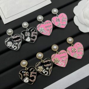 Designer Luxury Brand Classic Earring High Quality Heart Dangle 18K Gold Plated Crystal Earring Women Jewelry Wedding Party Gift