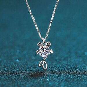 925 Sterling Silver Moissanite Koi Fish Pendant Necklace with PT950 Plating, Symbolizing Good Luck and Prosperity, Elegant Jewelry for Women