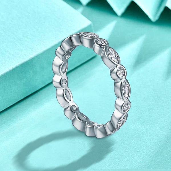 Zirconia Ring, S925 Sterling Silver Marquise & Round Cut Diamond Ring, Fashionable & Unique, Wholesale Silver Jewelry from Manufacturer