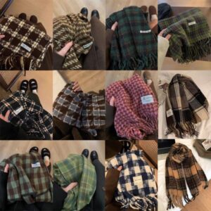 Korean style plaid tassel women's autumn and winter versatile student warm atmosphere scarf -867