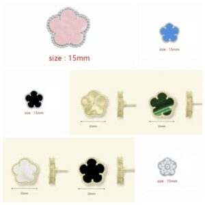 15mm Earrings – Four-Leaf Clover Pattern Earrings Four-Leaf Clove Premium Quality Version – Non-fading – Natural Mother-of-Pearl Earrings