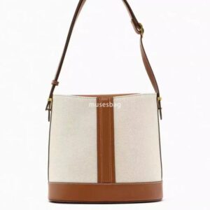Neutral Wind Canvas Women Bag Spring and Autumn New Product Handheld Large Capacity Canvas Colored Spliced Shoulder Crossbody Water Bucket Bag for Women
