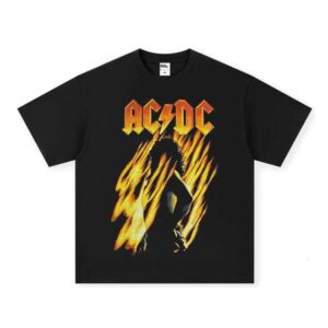 Unisex ACDC T-Shirt Crossover 100% Cotton Printed Sweatshirt Short Sleeve Autumn Winter Heavy Casual Loose Fit for Men