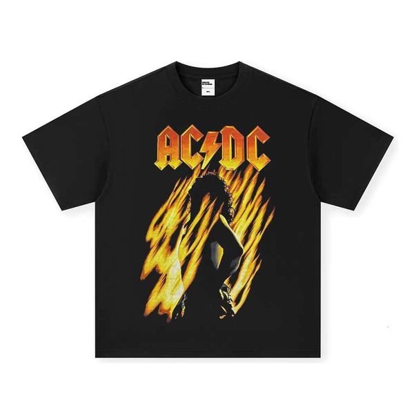 Unisex ACDC T-Shirt Crossover 100% Cotton Printed Sweatshirt Short Sleeve Autumn Winter Heavy Casual Loose Fit for Men
