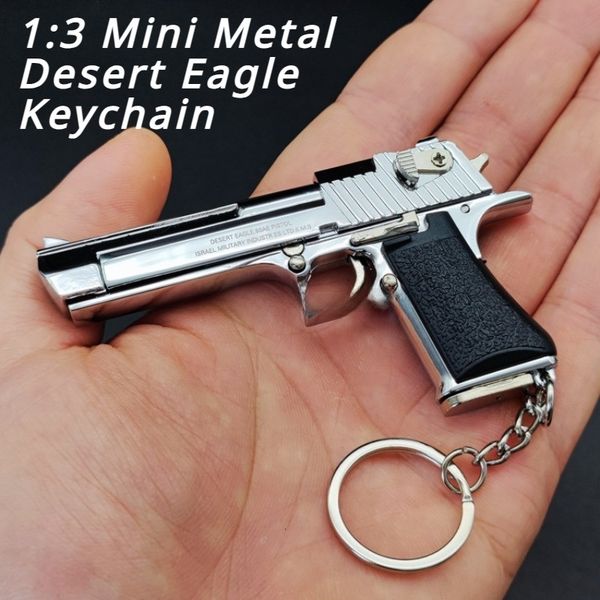 Desert Eagle Metal Mini Gun Model Alloy Keychain Look Real Collection Fidgets Toys Exquisite Portable Impressive Decorations Gifts