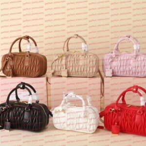 Ladies' Caramel Colored Leather Handbag High-End Pleated Designer Bag Retro Single Shoulder Crossbody Bag