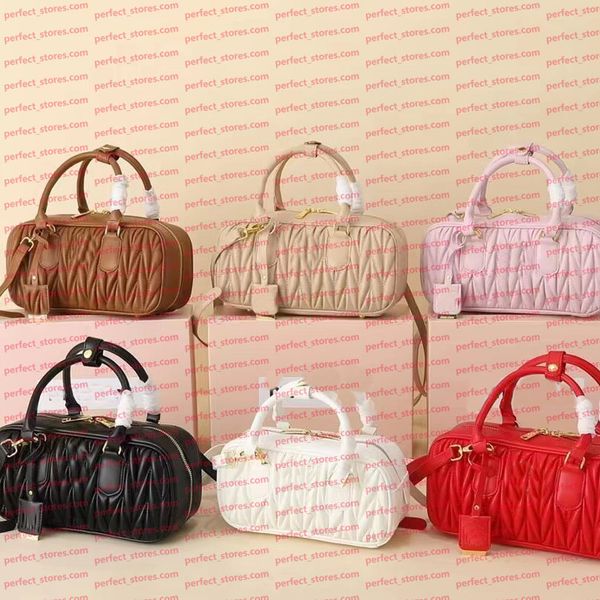 Ladies' Caramel Colored Leather Handbag High-End Pleated Designer Bag Retro Single Shoulder Crossbody Bag