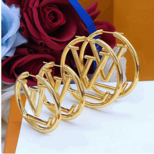 Luxury Designer Gold Hoop Earrings – Elegant Geometric Design with Three Sizes (3cm, 4cm, 5cm)