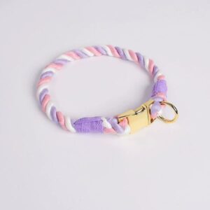 Hand woven colorful cotton rope pet collar, leash, medium to large dog