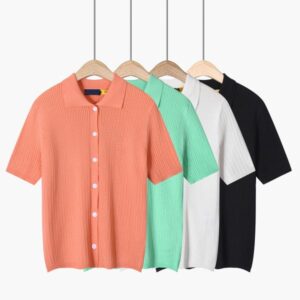 Womens Short Sleeve Knitwear T Shirt Designer Fashion Slim Fit Top Asian Size Comfortable Spring Daily Wear High Quality Elegant Small Horse Tee