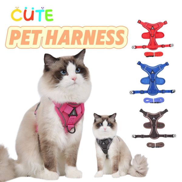 Dog Harness For Big Pet Collar Vest Fashion Chest Strap Reflective And Breathable Cat Walking Rope Dog Rope Cat Leash