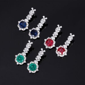 Sophisticated S925 Sterling Silver Dangle Earbobs Adorned by Lustrous Colored Zircons