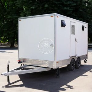 2025 New Luxury Mobile 4 Stall Restroom Trailer Shower Bathroom Solar Power Public Toilet Portable Trailer Toilet