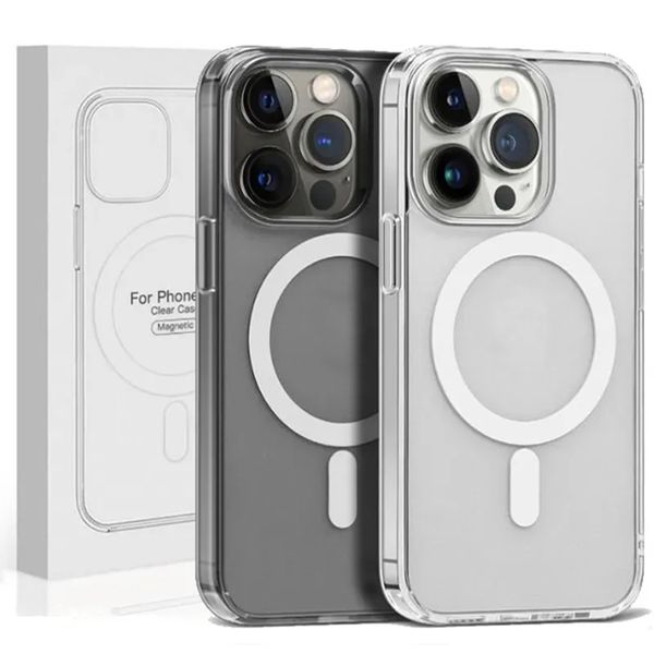 Magsoge Transparent Cases Magnetic Wireless Charging Case for iPhone 15 14 12 11 13 Pro Max Mini XR Xs 7 8 Plus SE back Cover