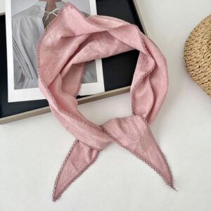 Solid color lace neck protection cotton linen triangular scarf –863375