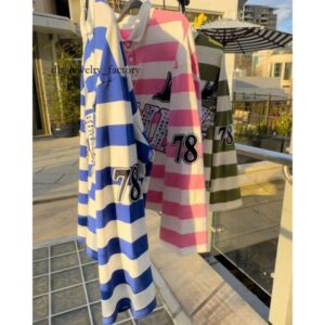 Men's T Shirts Harajuku Top SUME Text Rhinestone Print Long Sleeved Shirt Style Retro Striped Hip-hop Street Collar efd