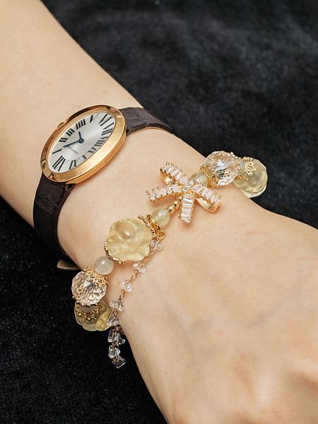 Natural Citrine Nine-Tailed Fox Attracts Wealth and Peach Blossom Bracelet