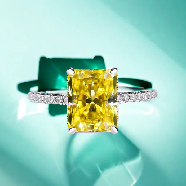 4CT rectangular 8*10 Radient Cut D color VVDS1 Moissanite Ring S925 Sterling Silver Personalized Fashion Geometric Ring Student fashionistas and wealthy lady ring